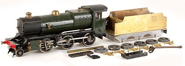 A 2 1/2 inch gauge model of 2-6-0 locomotive 'Dyak: A 2 1/2 inch gauge model of 2-6-0 locomotive 'Dyak, built to the LBSC design, the copper boiler with pressure gauge, regulator, sight-glass (glass missing), and reverse lever, the chassis with twin ou