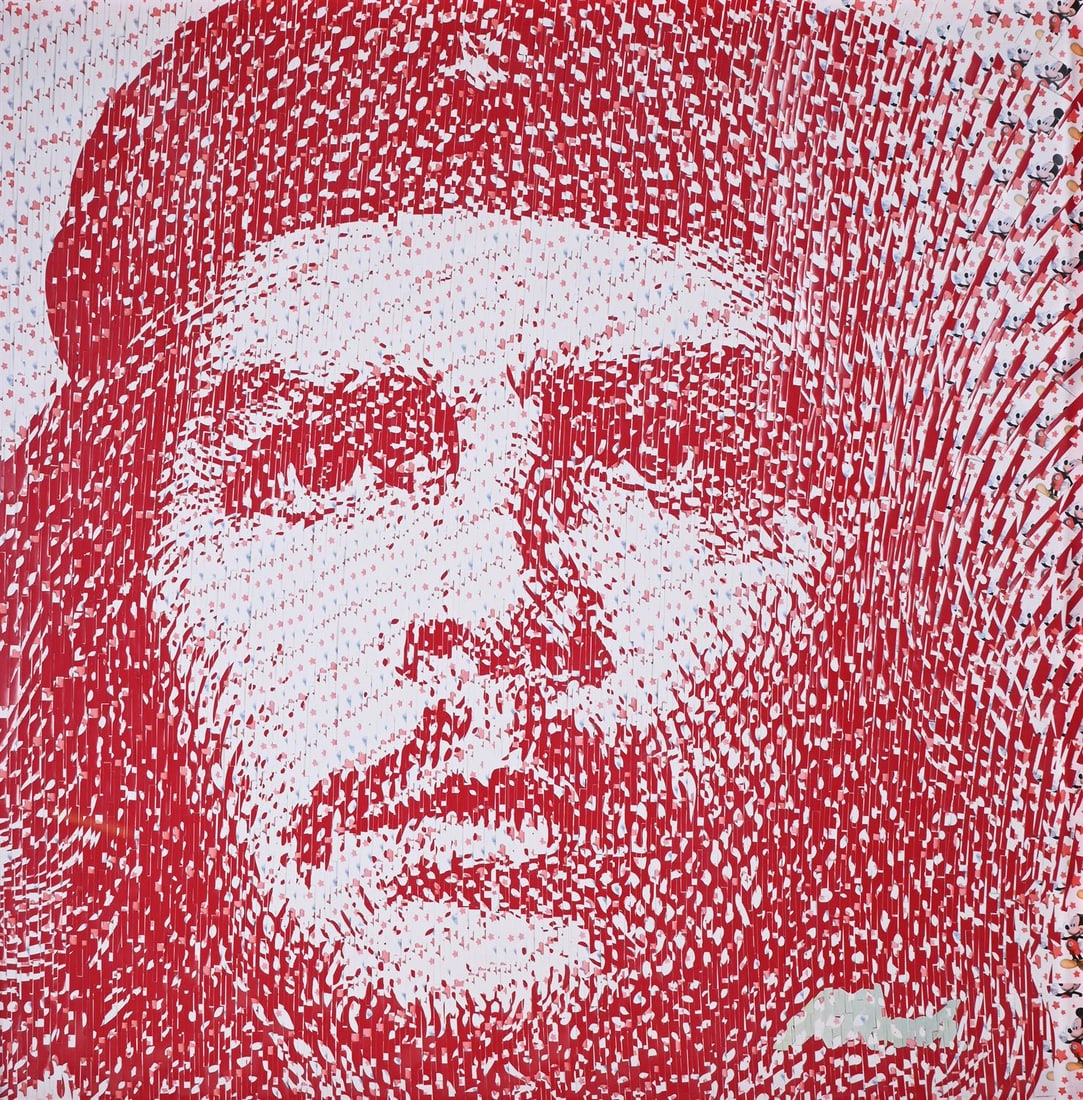 λ DAVID MACH (SCOTTISH B. 1956), CHE GUEVARA (MICKEY MOUSE): λ DAVID MACH (SCOTTISH B. 1956)CHE GUEVARA (MICKEY MOUSE)Collage Overall inc. frame 190 x 192cm (74¾ x 75½ in.) λ indicates that this lot may be subject to Droit de Suite royalty c