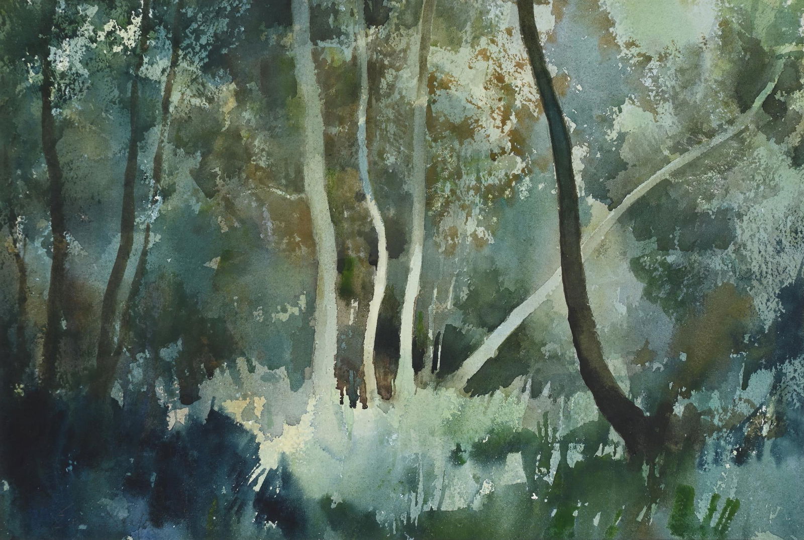 λ EDWARD SEAGO (BRITISH 1910-1974), A WOODLAND CLEARING: λ EDWARD SEAGO (BRITISH 1910-1974)A WOODLAND CLEARINGWatercolour and pencilSigned (lower left)32.5 x 50cm (12¾ x 19½ in.) λ indicates that this lot may be subject to Droit de Suite