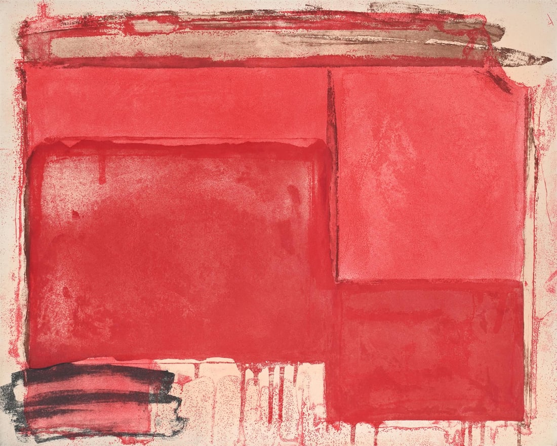 λ JOHN HOYLAND (BRITISH 1934-2011), TEMBI (FROM NEW YORK SUITE): λ JOHN HOYLAND (BRITISH 1934-2011)TEMBI (FROM NEW YORK SUITE)Etching and aquatint printed in colours, 1980Signed and dated in pencil, numbered 39/60 Image: 54.5 x 68.5cm (21¼ x 26¾ in.)