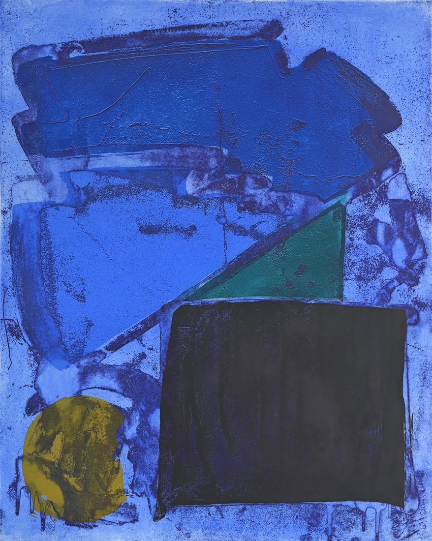 λ JOHN HOYLAND (BRITISH 1934-2011), MEMPHIS BLUE: λ JOHN HOYLAND (BRITISH 1934-2011)MEMPHIS BLUE Etching and aquatint printed in colours, 1980Signed and dated in pencil, numbered 50/60 Image: 69 x 54cm (27 x 21¼ in.)Sheet: 91.5 x 67.5cm (36