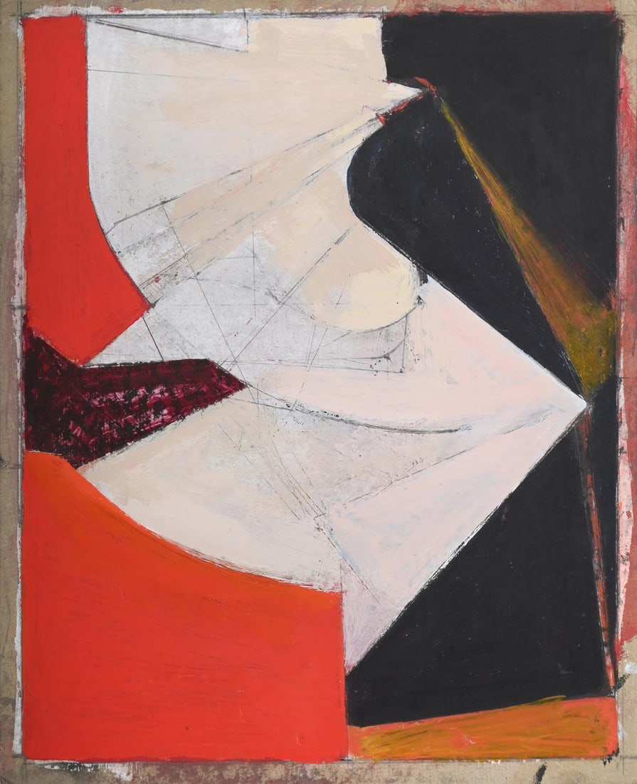 λ ADRIAN HEATH (BRITISH 1920-1992), STUDY BASSAE NO. 1 (WITH RED): λ ADRIAN HEATH (BRITISH 1920-1992)STUDY BASSAE NO. 1 (WITH RED)Oil on card 26 x 20.5cm (10 x 8 in.)Painted in 1984. Provenance:Redfern Gallery, London Private Collection, Mr Roy Johnston (acquire