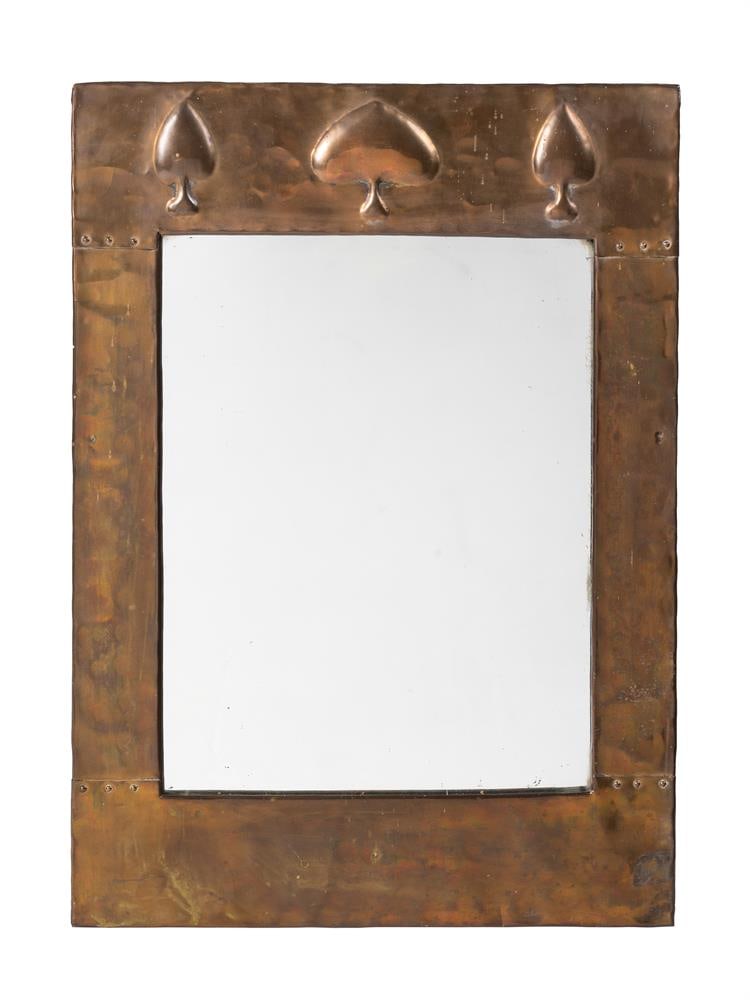 AN ARTS & CRAFTS COPPER WALL MIRROR, EARLY 20TH CENUTRY, ALMOST CERTAINLY LIBERTY & CO. (1 of 2)