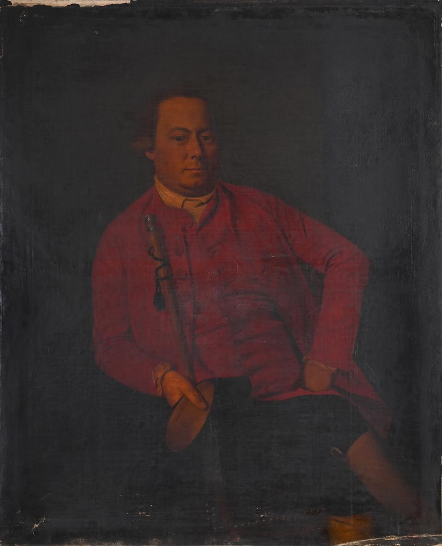 FOLLOWER OF JOSEPH WRIGHT OF DERBY, PORTRAIT OF A SEATED OFFICER: FOLLOWER OF JOSEPH WRIGHT OF DERBY PORTRAIT OF A SEATED OFFICEROil on canvas127 x 103.5cm (50 x 40½ in.)Unframed