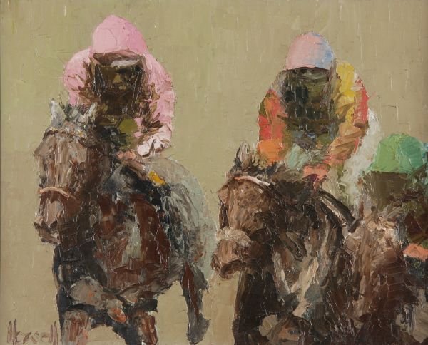 Peter Howell (b.1932) Neck and neck Oil on board: Peter Howell (b.1932) Neck and neck Oil on board Signed lower left 41 x 51 cm (16 x 20 in) Please note: This lot may be subject to droit de suite
