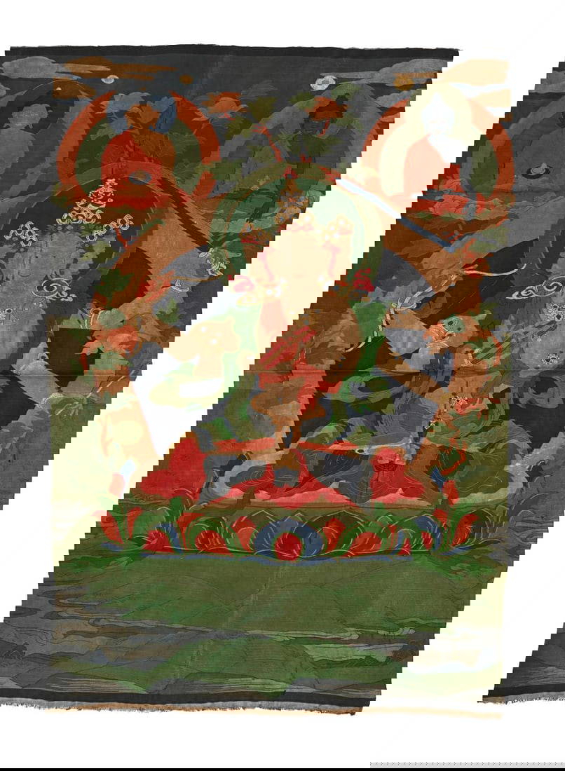 A Chinese kesi Thangka of four-armed Manjushri