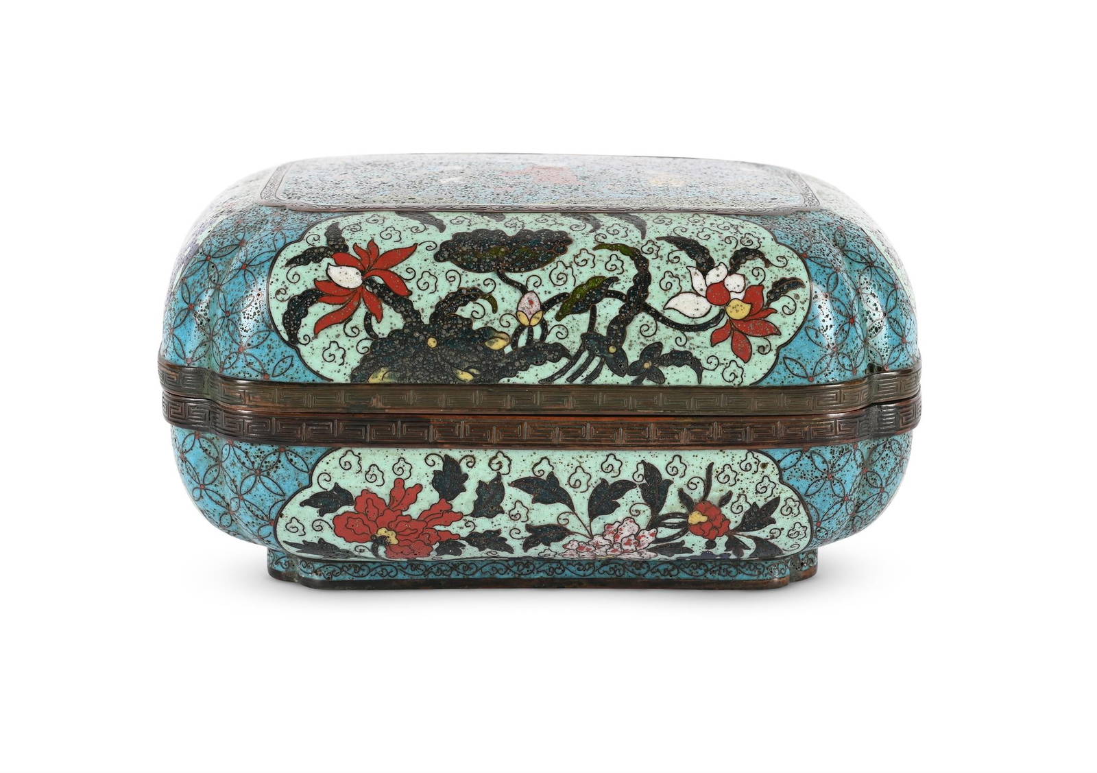 A Chinese cloisonne box and cover