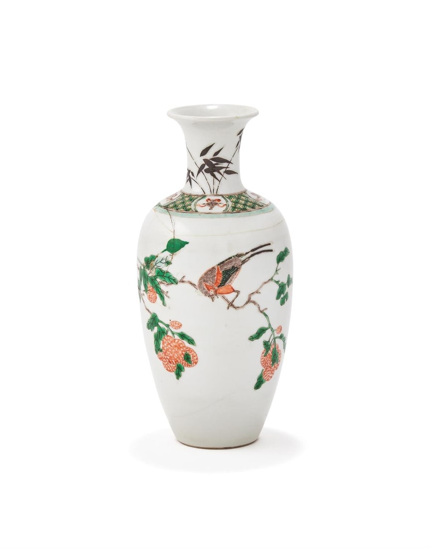 An inscribed Chinese Famille Verte vase