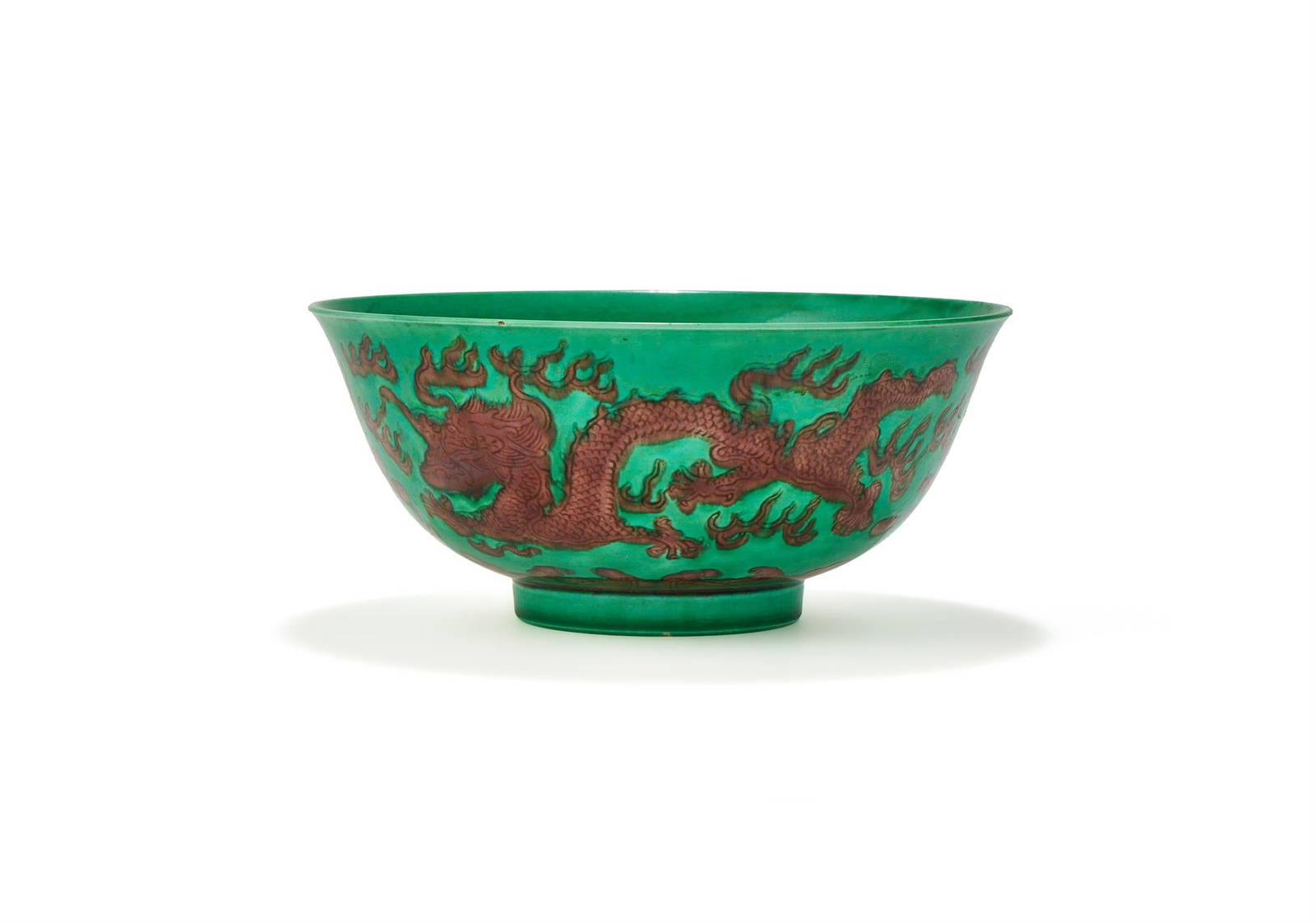 A rare Chinese aubergine and green glazed 'Dragon' bowl