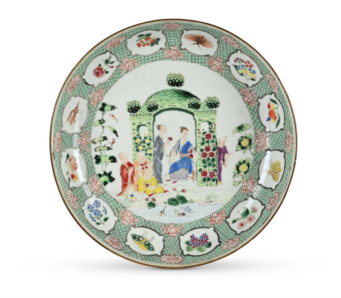 A fine large Chinese porcelain Famille Rose saucer dish