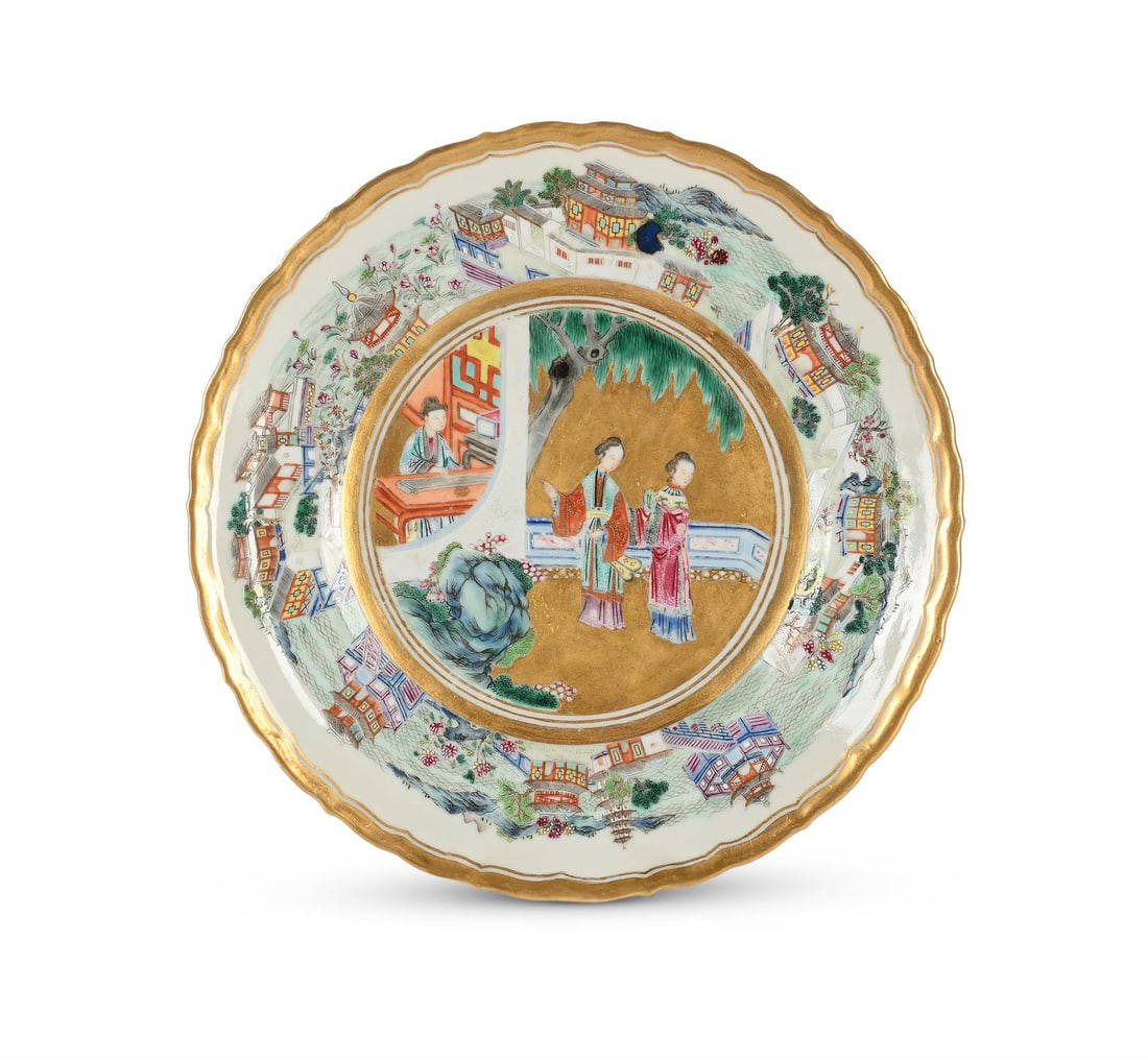 A Chinese Famille Rose 'Romance of the Western Chamber' plate