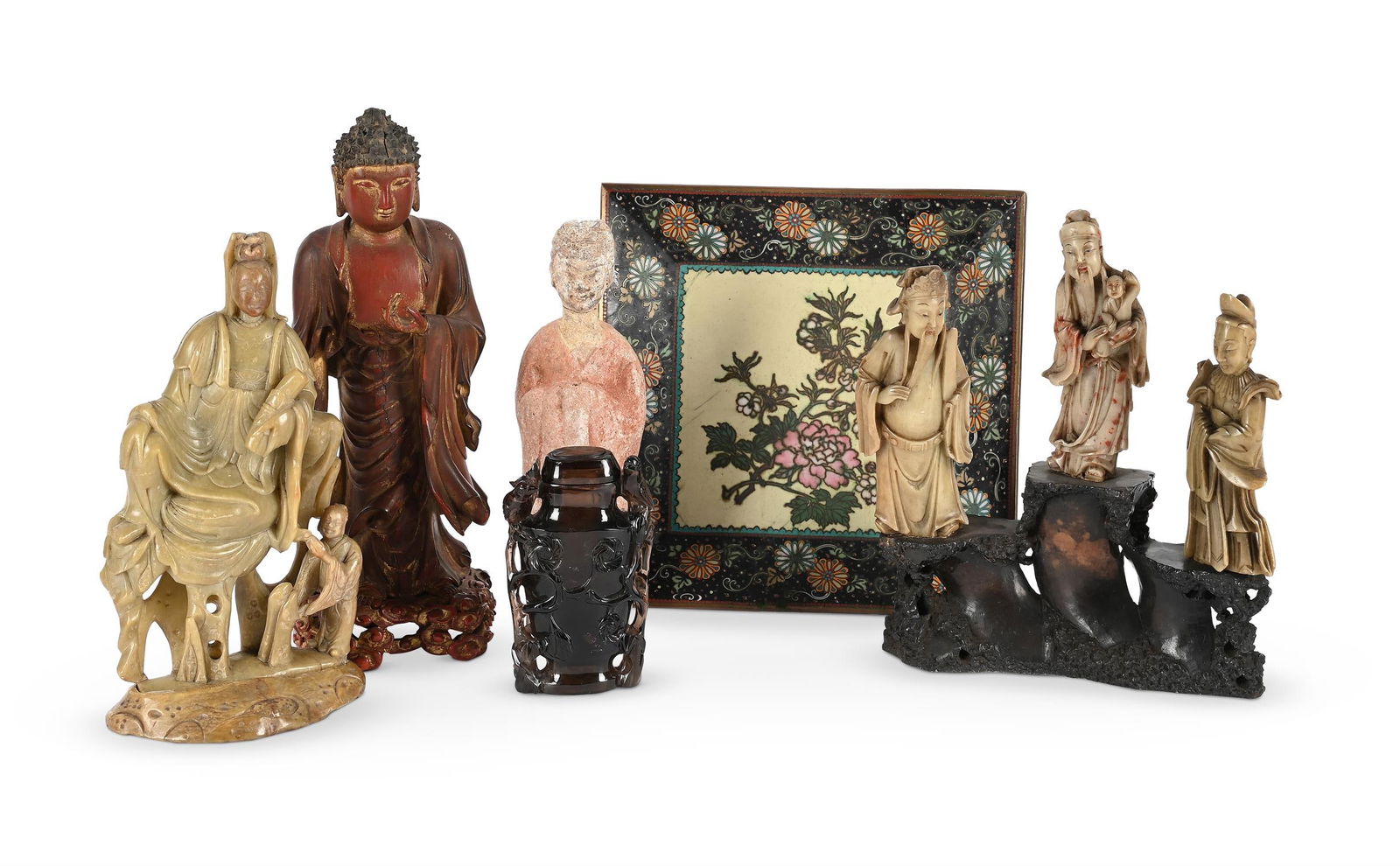 A Chinese lacquered wood figure of bodhisattva (1 of 2)