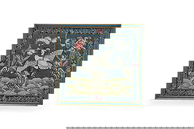 † A Chinese front rank badge: † A Chinese front rank badge, circa 1890-1900, the fifth rank silver pheasant is applied to the ground and looking at the applied red sun, embroidered in classic counted stitch on a summer gauze