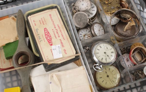 Rolex, Precision, a lady's watch movement and dial: Rolex, Precision, a lady's watch movement and dial, with gilt hands; offered with a number of watch movements; fob watches, in various metal cases; watch glasses and other watch parts and a Rolex Oyst