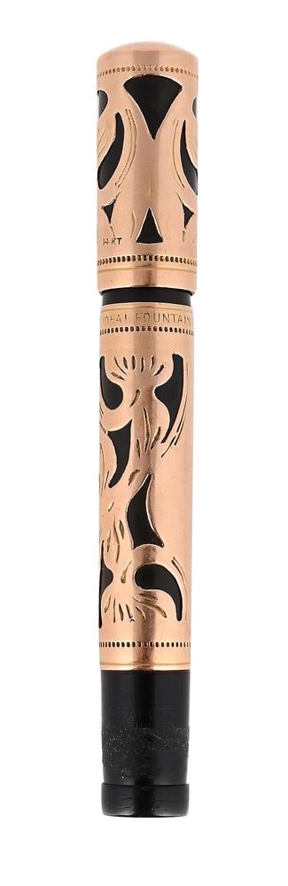 WATERMAN'S IDEAL, A GOLD COLOURED OVERLAID FOUNTAIN PEN: WATERMAN'S IDEAL A GOLD COLOURED OV