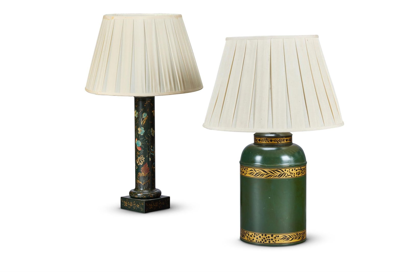 A GREEN AND GOLD TOLE PEINTE LAMP BASE VAUGHAN, MODERN (1 of 1)