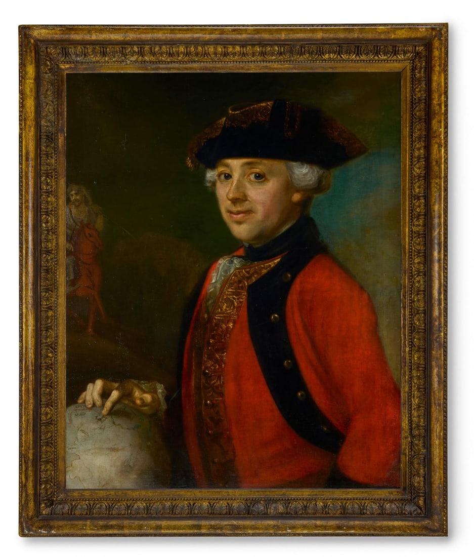 ENGLISH SCHOOL (18TH CENTURY), PORTRAIT OF A GENTLEMAN POINTING TO ALEPPO (1 of 2)