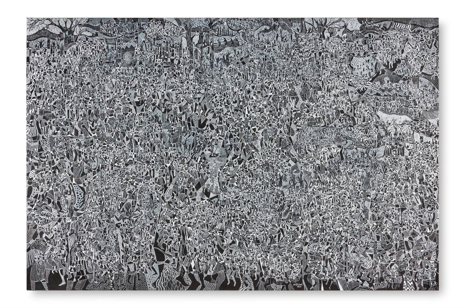 HOUSTON MALUDI (CONGOLESE B. 1978), AFRICAN DANCE: HOUSTON MALUDI (CONGOLESE B. 1978)AFRICAN DANCE, 2016Acrylic on canvasSigned, titled and dimensioned (verso)132.5 x 199cm (52 x 78¼ in.)Unframed