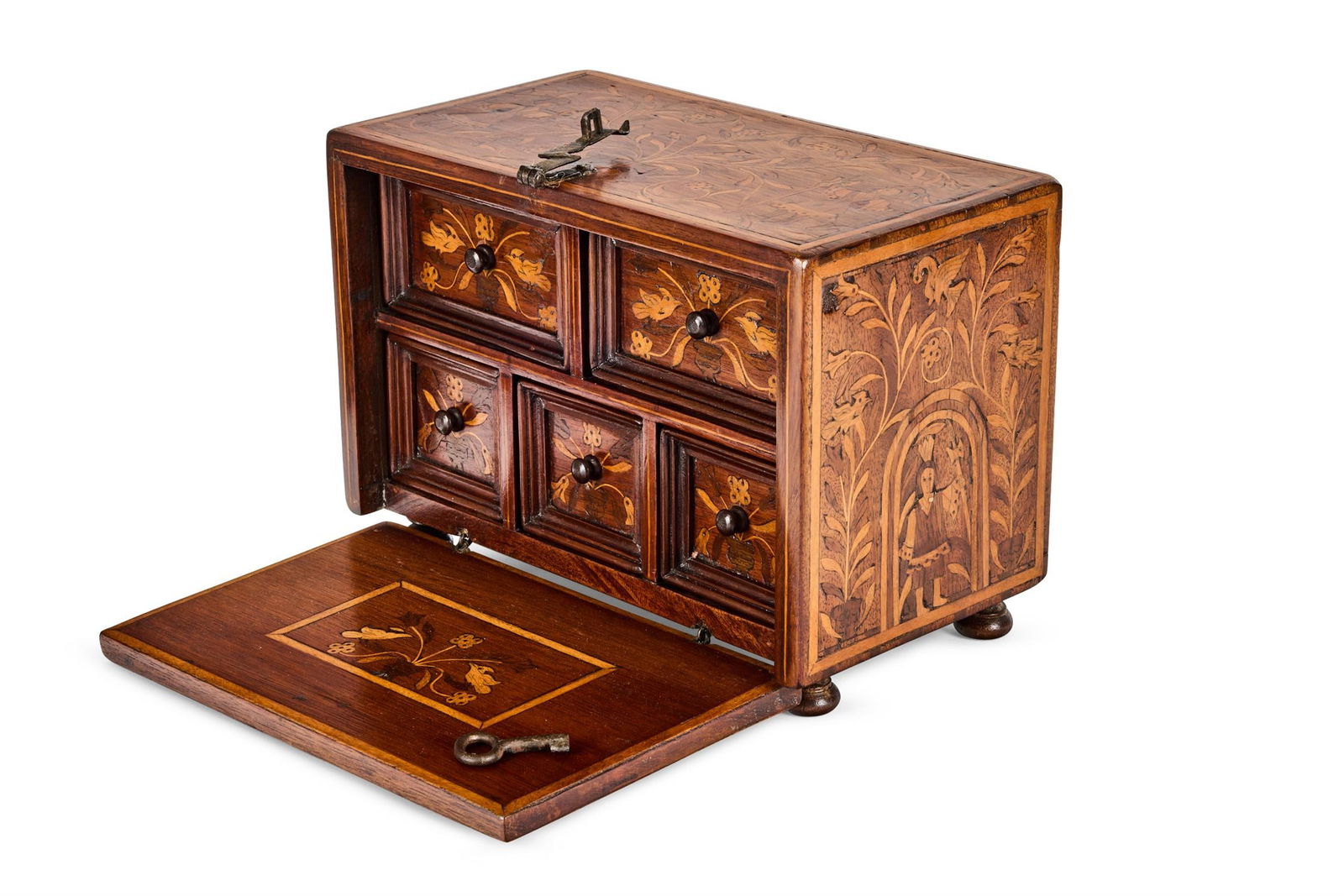 A SMALL SPANISH COLONIAL INLAID WALNUT TABLE CABINET, LATE 17TH CENTURY (1 of 3)