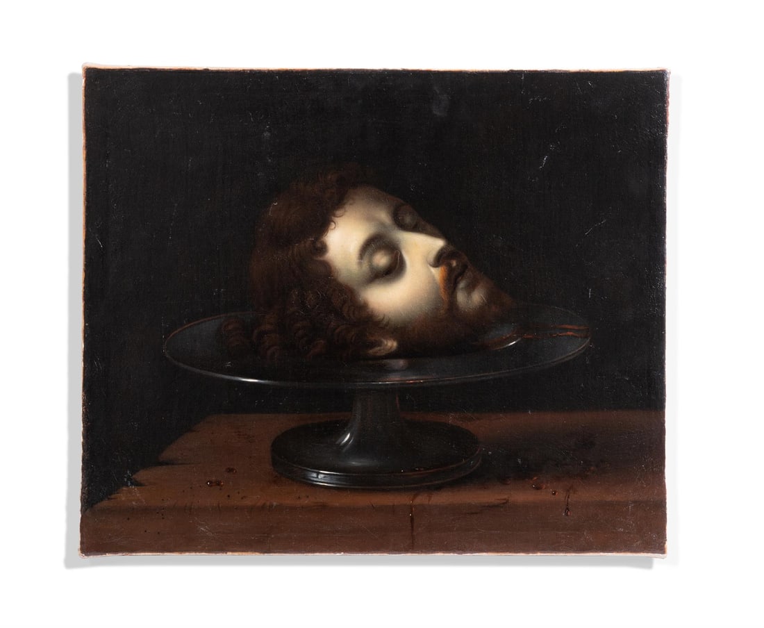AFTER ANDREA SOLARIO, LOMBARD SCHOOL (17TH CENTURY), HEAD OF JOHN THE BAPTIST: AFTER ANDREA SOLARIO, LOMBARD SCHOOL (17TH CENTURY) HEAD OF JOHN THE BAPTISTOil on canvas38 x 52cm (14¾ x 20¼ in.)The original painting to which this work relates is in the Louvre, Paris,