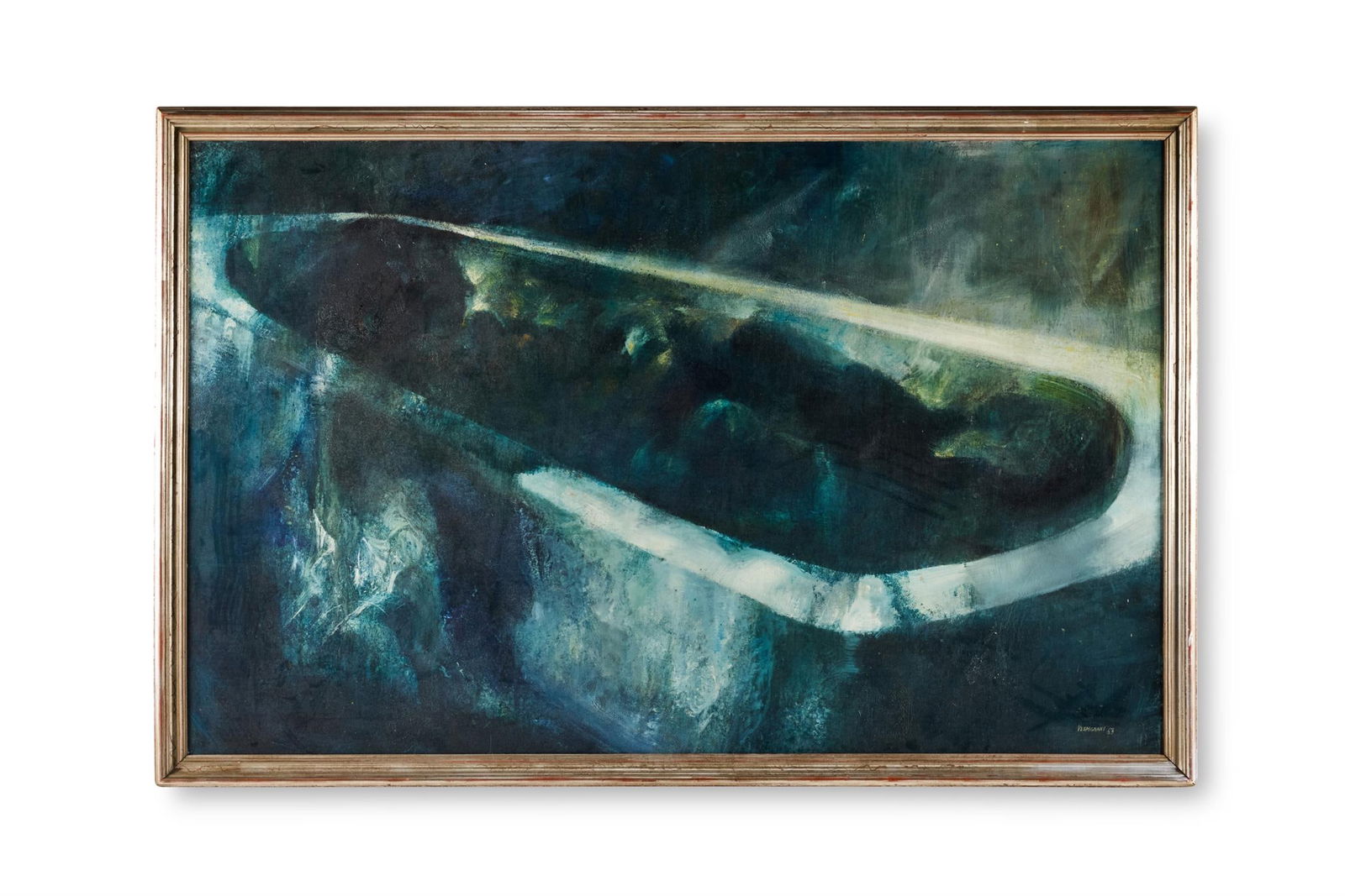 λ RENZO VESPIGNANI (ITALIAN 1924-2001), DONNA AL BAGNO: λ RENZO VESPIGNANI (ITALIAN 1924-2001)DONNA AL BAGNOOil on canvasSigned and dated 63 (lower right)114 x 179cm (44¾ x 70¼ in.)Provenance:Sale, Galleria Pananti Casa d'Aste, Florence, 19