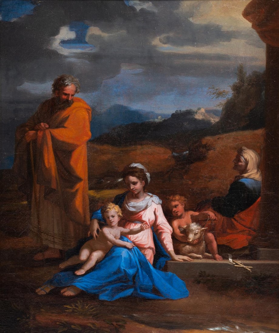 CIRCLE OF SEBASTIAN BOURDON (FRENCH 1616-1671), THE HOLY FAMILY WITH ST ELIZABETH AND THE INFANT (1 of 3)