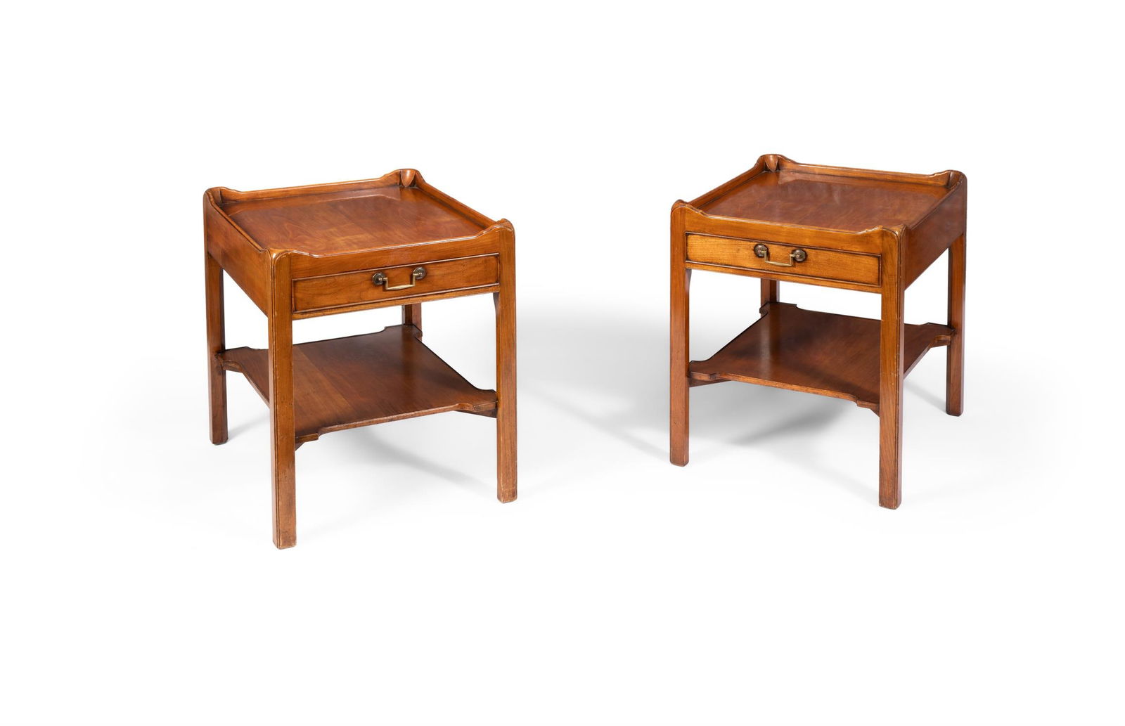 A PAIR OF MAPLE TRAY TOP END TABLES (1 of 2)