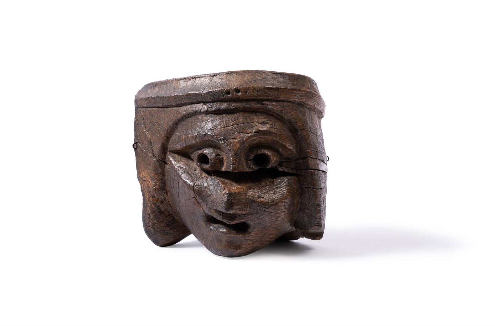 A GOTHIC OAK CORBEL OF A HEAD, 15TH CENTURY (1 of 3)