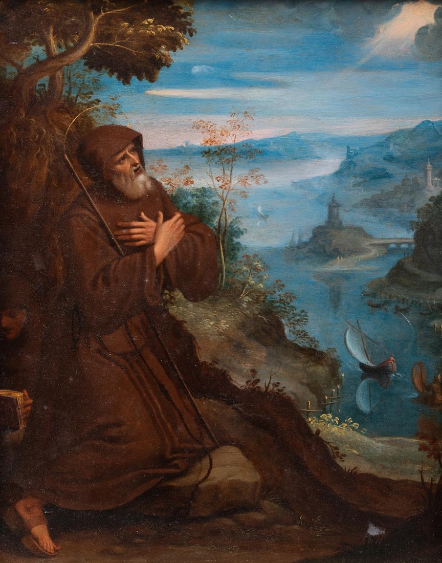 FLORENTINE SCHOOL (17TH CENTURY), SAINT FRANCIS PRAYING IN A WOODLAND SETTING (1 of 3)