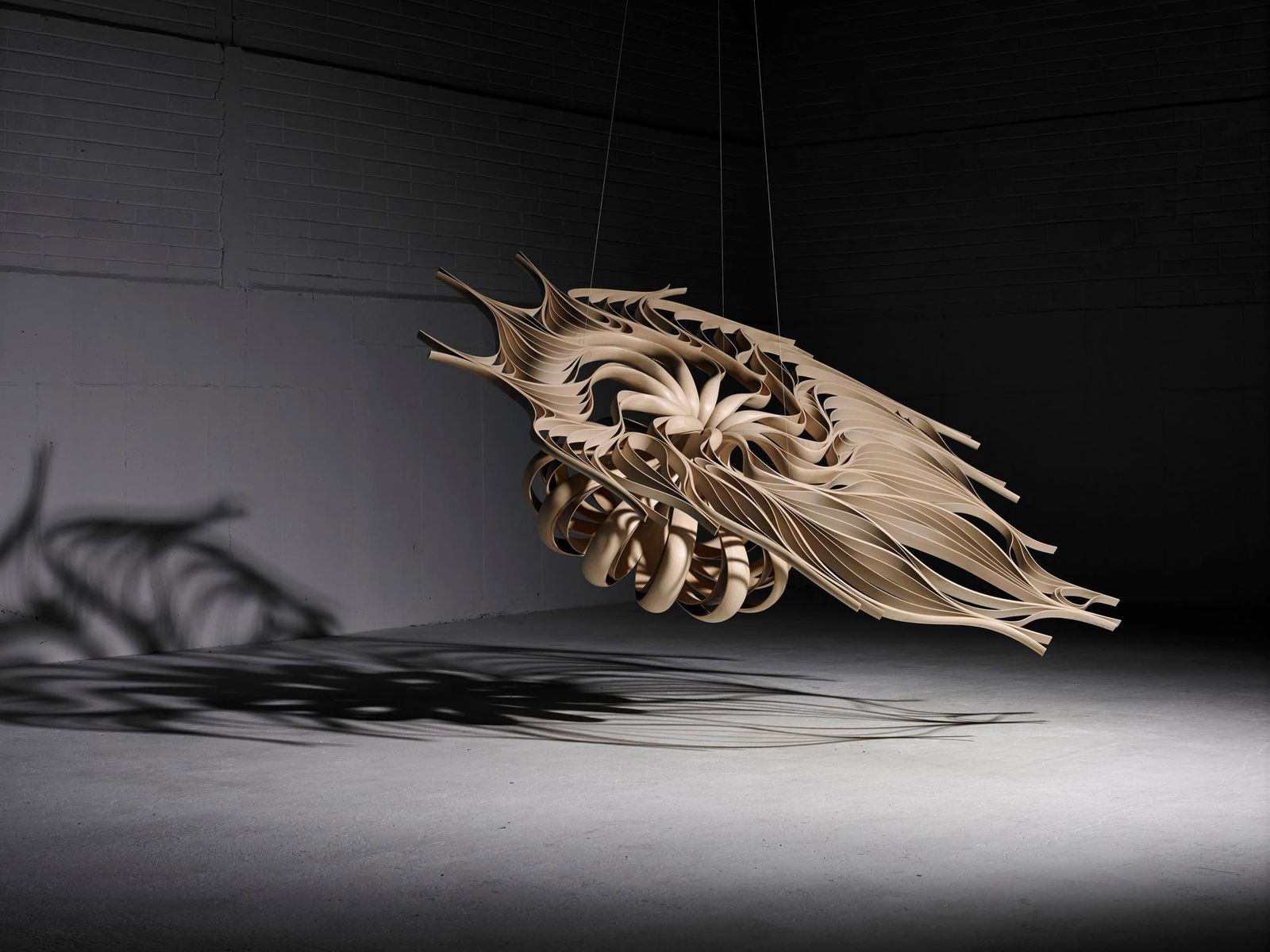 JOSEPH WALSH (IRISH, B.1979), 'LILIUM I' TABLE, 2014: JOSEPH WALSH (IRISH, B.1979)'LILIUM I' TABLE, 2014Ash 75cm high, 320cm wide, 215cm deepWorking from his studio in County Cork, this piece was made using layers of ash wood veneer to create sinuous cur