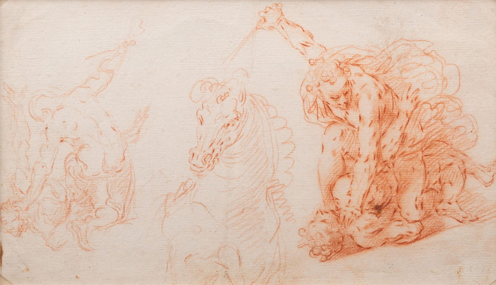 ERCOLE PROCACCINI II (1596-1676), STUDIES OF MEN FIGHTING WITH A SUBSIDIARY STUDY OF A HORSE (1 of 3)
