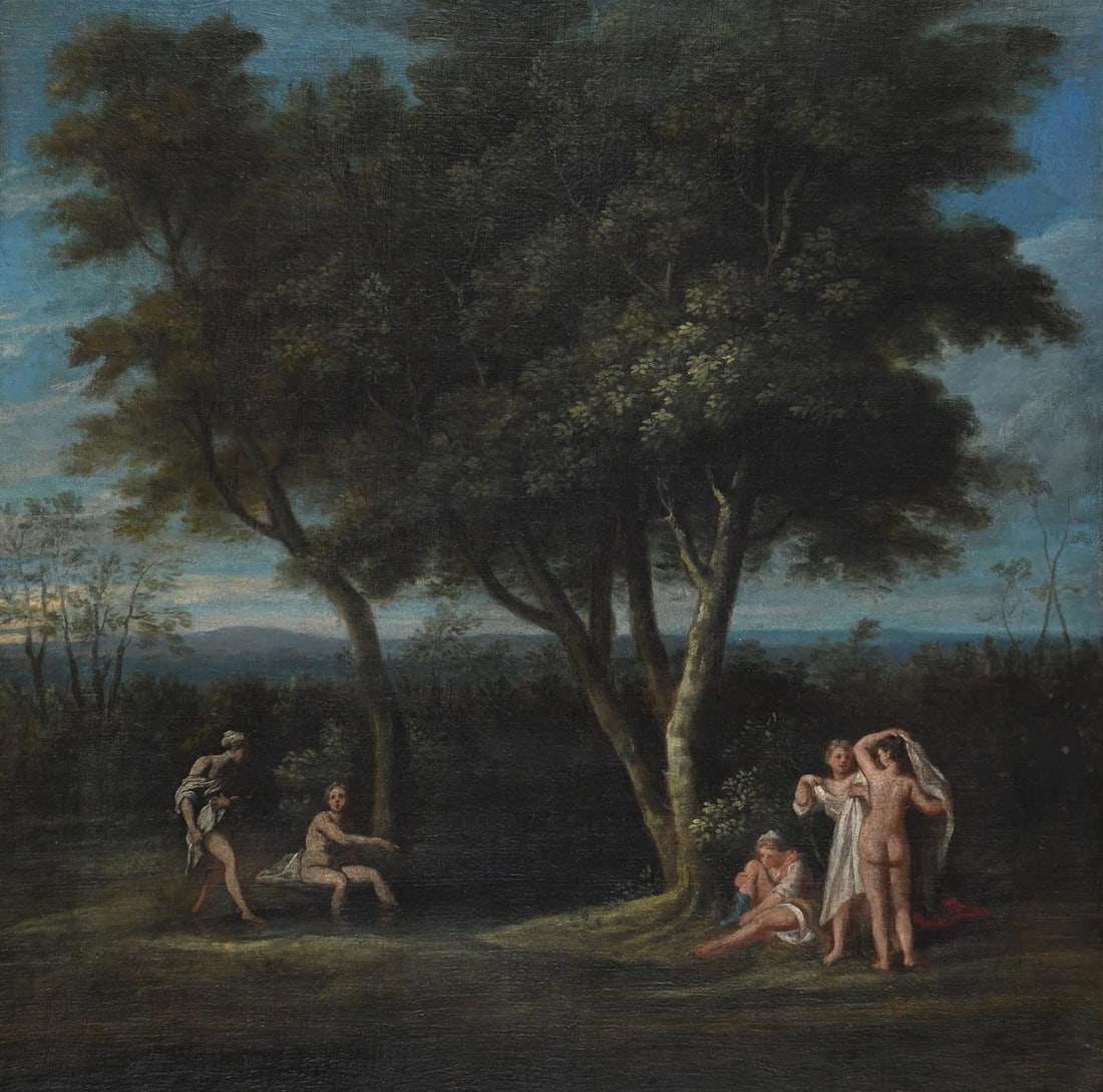 FOLLOWER OF JAN FRANS VAN BLOEMEN, LANDSCAPE WITH NYMPHS BATHING (1 of 3)