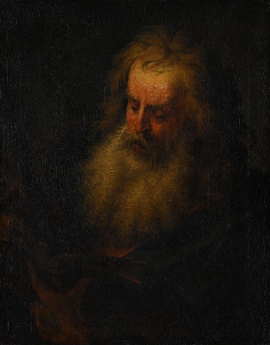 CIRCLE OF SIR ANTHONY VAN DYCK (FLEMISH 1599-1641), PORTRAIT OF A SAINT, POSSIBILY SAINT ANTHONY (1 of 4)
