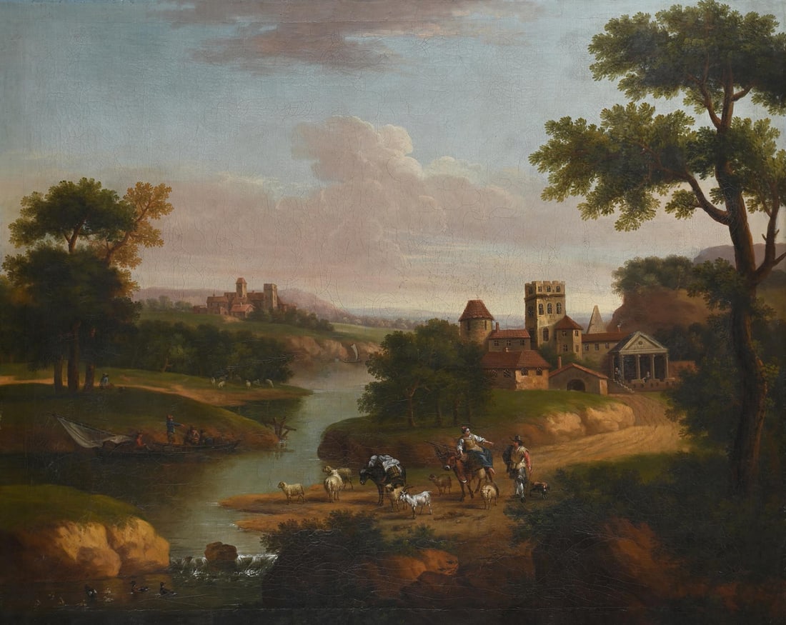 ANGLO-DUTCH SCHOOL (EARLY 18TH CENTURY), RIVER LANDSCAPE WITH DROVERS AND ANIMALS (1 of 3)