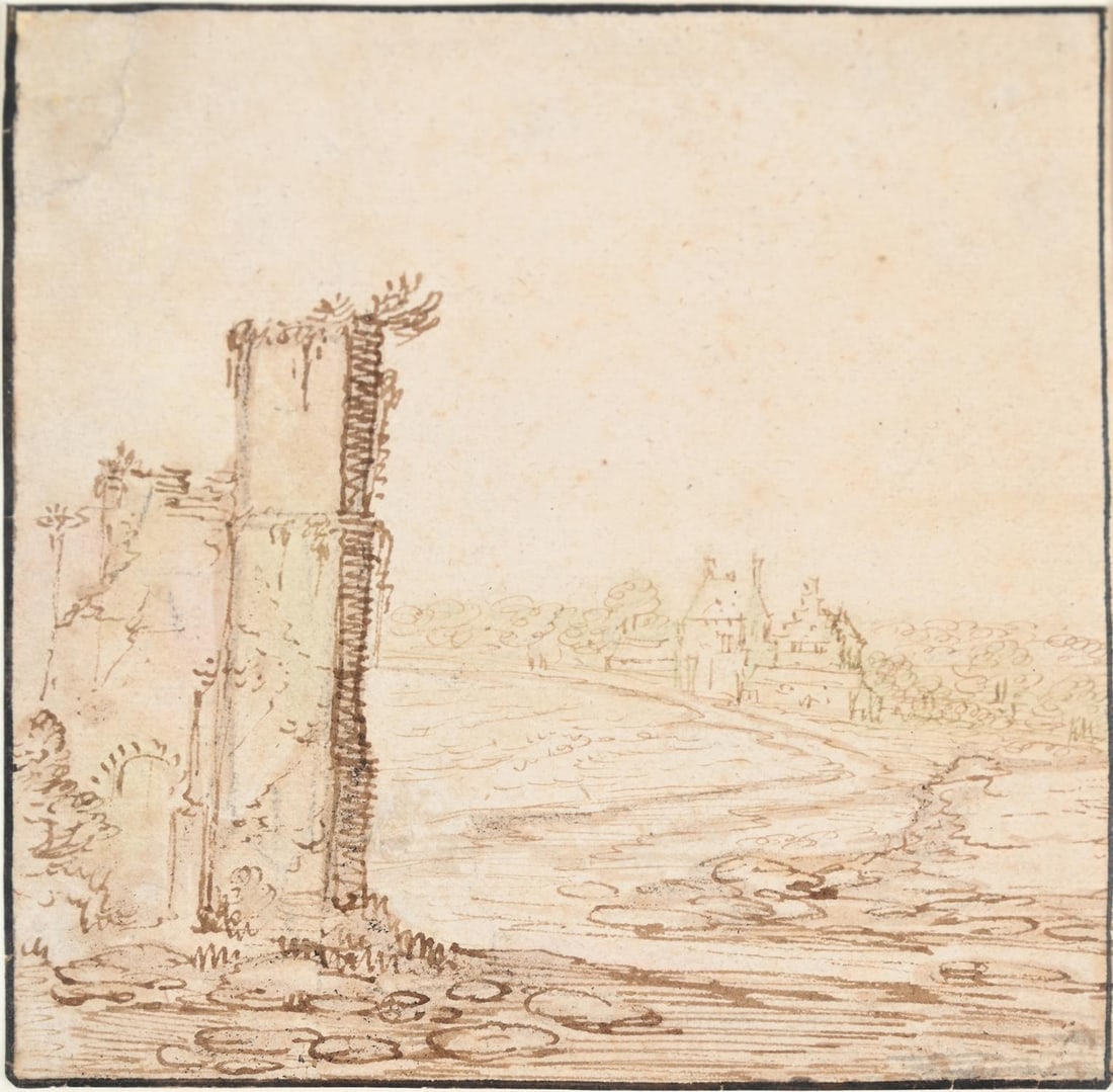 CIRCLE OF JAN VAN DER VELDE II (DUTCH CIRCA 1593 - 1641), A RUINED TOWNSCAPE (1 of 3)