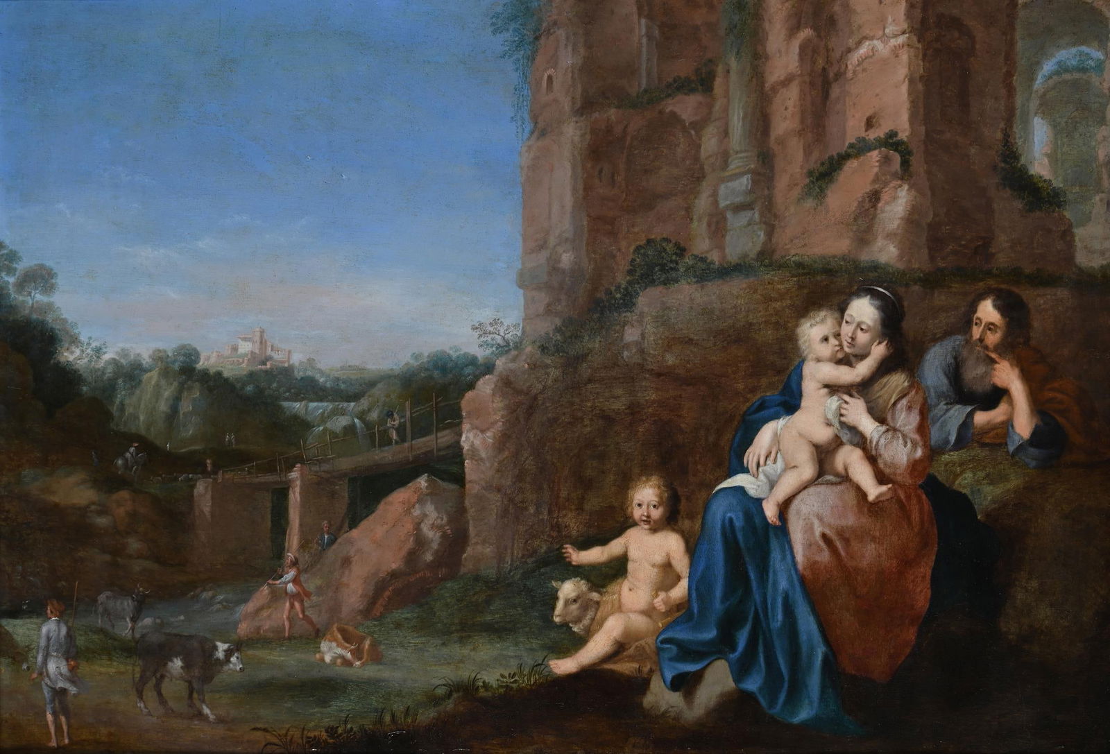 CIRCLE OF BARTHOLOMEUS BREENBERGH (DUTCH 1598-1657), LANDSCAPE WITH THE REST ON THE FLIGHT TO EGYPT (1 of 4)