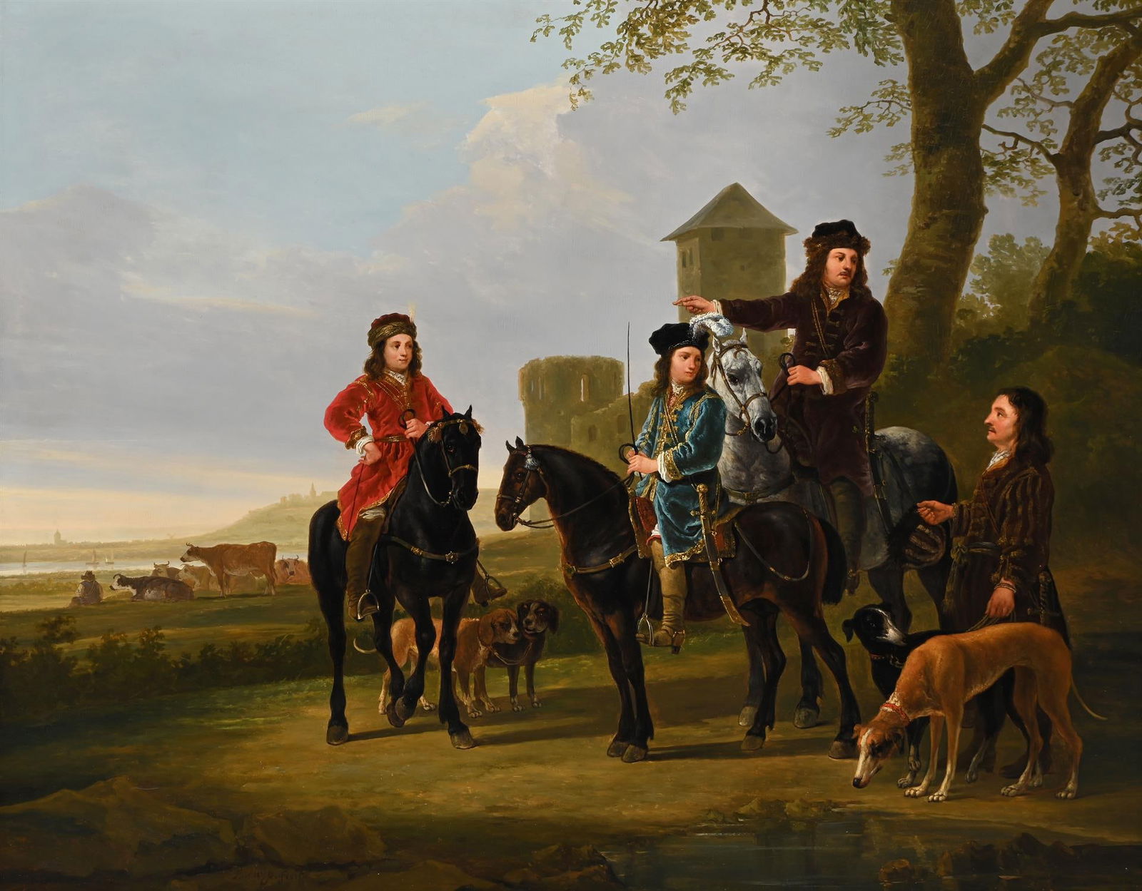 STUDIO OF AELBERT CUYP (DUTCH 1620 - 1691), EQUESTRIAN PORTRAIT OF CORNELIS (1639-80) AND MICHIEL (1 of 3)