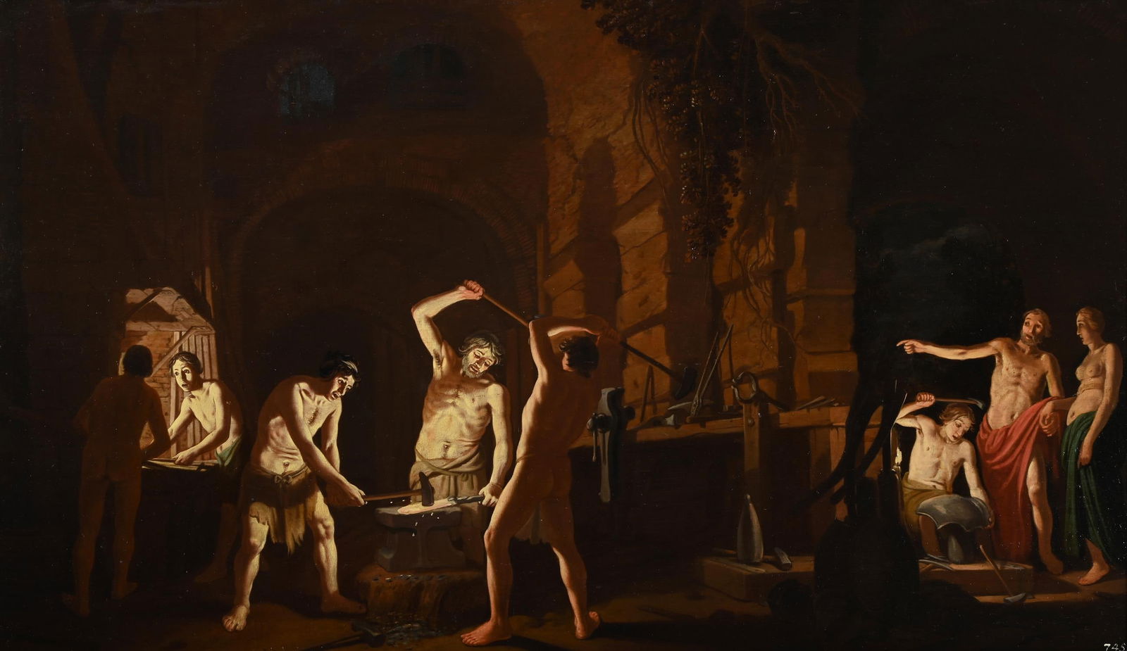 ATTRIBUTED TO CLAES NICOLAES CORNELISZ MOEYAERT (DUTCH CIRCA 1592-1655), HEPHAESTUS AND VENUS: ATTRIBUTED TO CLAES NICOLAES CORNELISZ MOEYAERT (DUTCH CIRCA 1592-1655) HEPHAESTUS AND VENUS Oil on panelBears collection number '745' (lower right)45 x 81cm (17½ x 31¾ in.)Provenance: Sale,