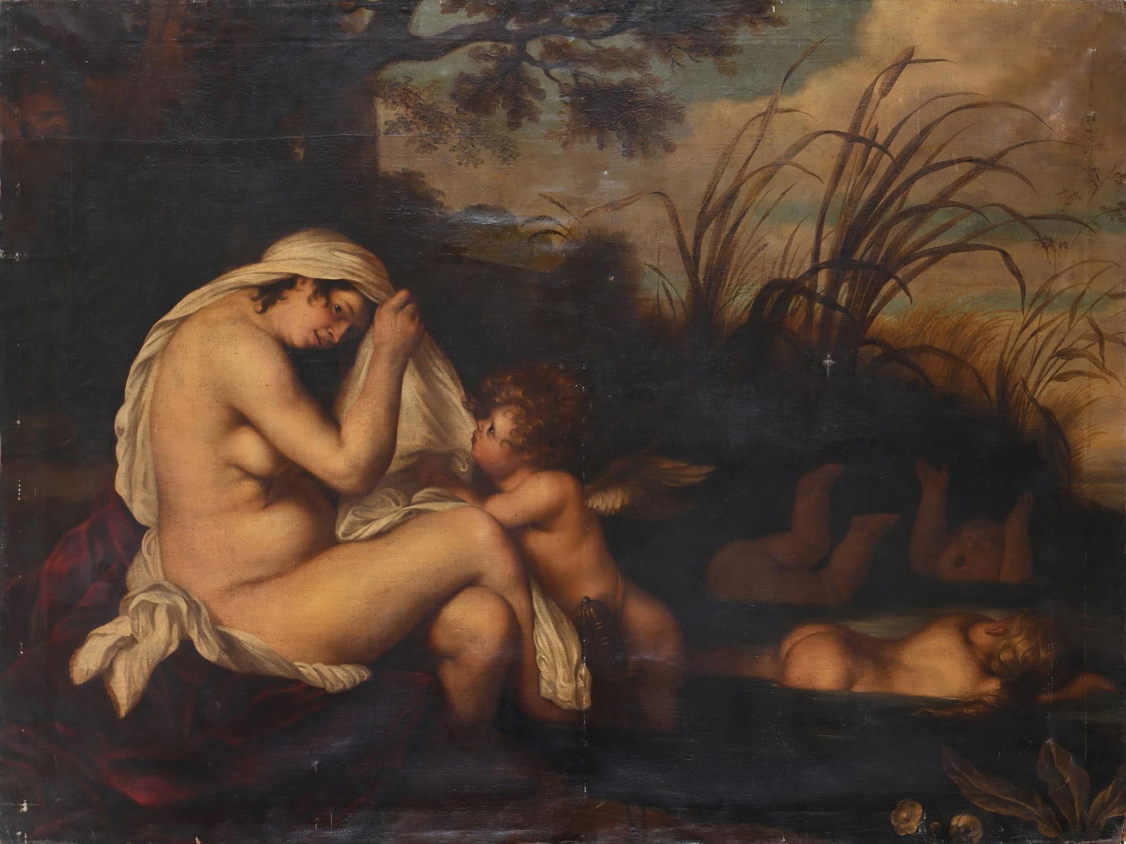 AFTER SIR ANTHONY VAN DYCK, CALLISTO IN HER RETIREMENT: AFTER SIR ANTHONY VAN DYCKCALLISTO IN HER RETIREMENTOil on canvas149 x 196.2cm (58½ x 77 in.)UnframedAfter the mezzotint with etching made by Richard Earlom (1743-1822), after a long lost origina