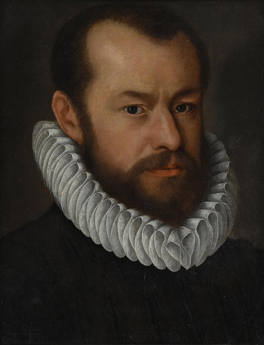 ITALIAN SCHOOL (17TH CENTURY), PORTRAIT OF A MAN IN A BLACK SLASHED DOUBLET AND A WHITE RUFF (1 of 3)
