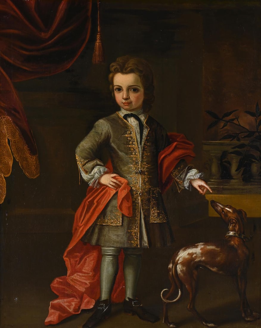 CIRCLE OF STEPHEN SLAUGHTER (BRITISH 1697 - 1765), PORTRAIT OF A YOUNG BOY WITH A SPANIEL (1 of 4)