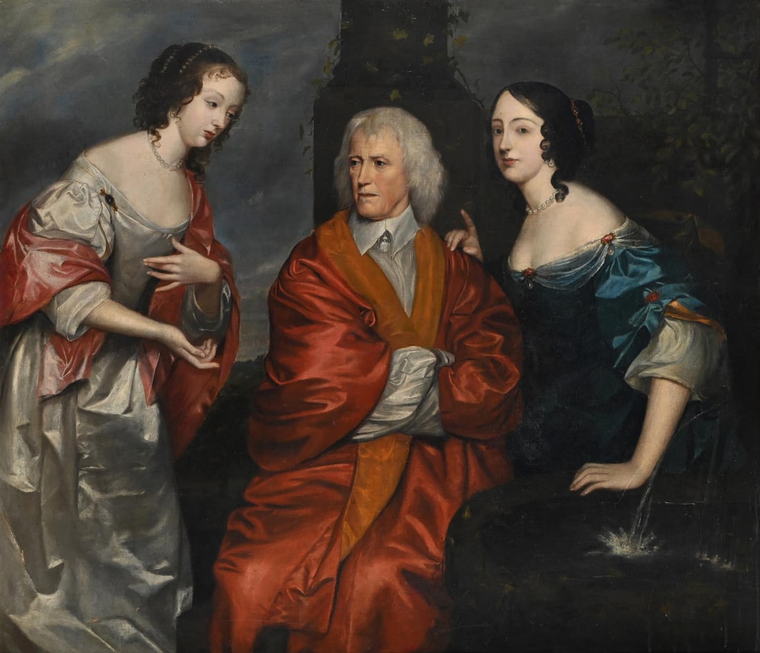 FOLLOWER OF SIR ANTHONY VAN DYCK, PORTRAIT OF GEORGE GORING (1585-1663): FOLLOWER OF SIR ANTHONY VAN DYCKPORTRAIT OF GEORGE GORING (1585-1663), 1ST EARL OF NORWICH (OF THE SECOND CREATION) AND TWO OF HIS DAUGHTERS Oil on canvas136 x 159cm (53½ x 62½ in.)Provenanc