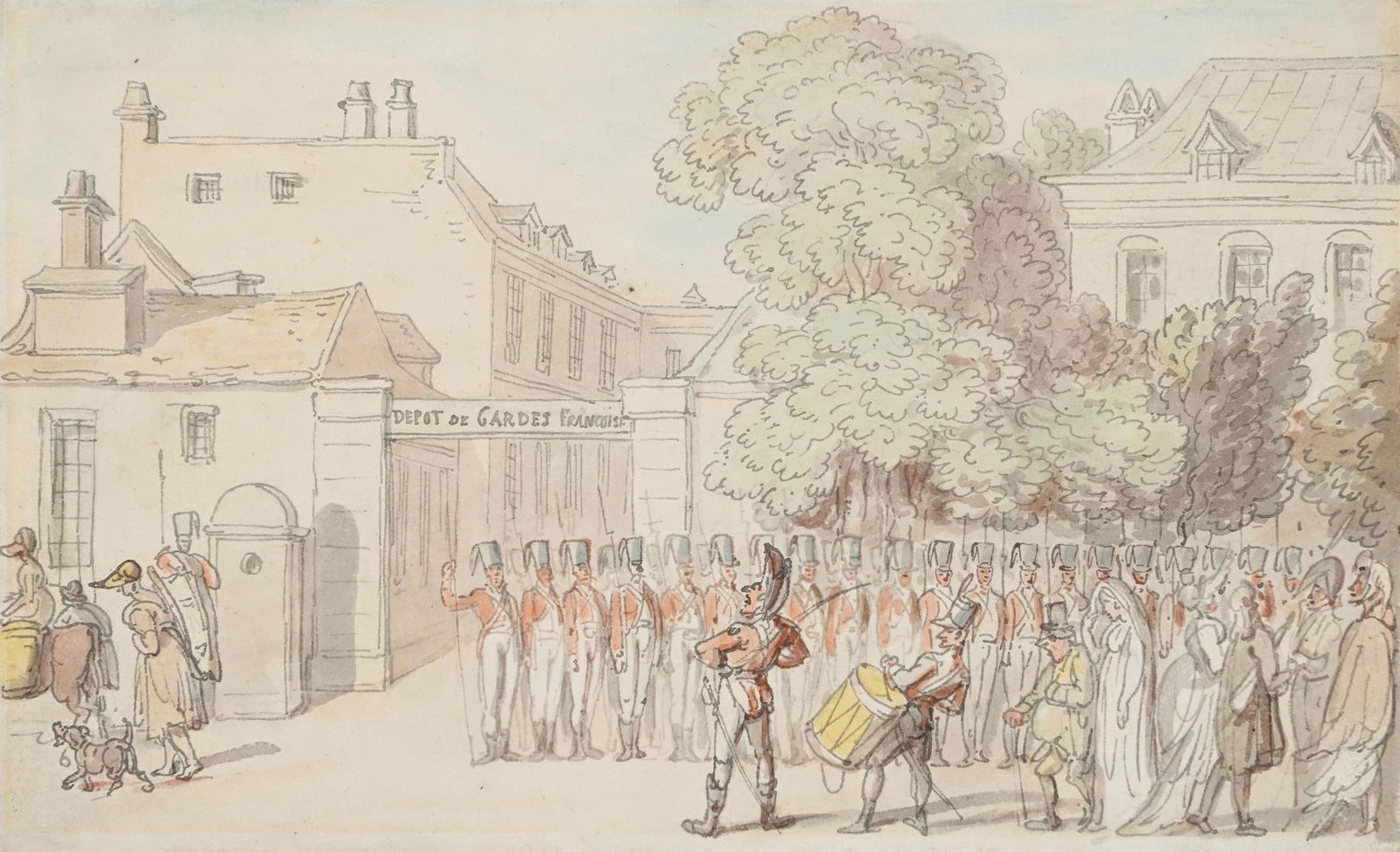 THOMAS ROWLANDSON (BRITISH 1757 - 1827), DÉPÔT DE GARDES FRANÇOISE (1 of 3)