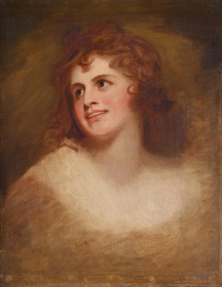 ATTRIBUTED TO THE STUDIO OF GEORGE ROMNEY (BRITISH 1734-1802), PORTRAIT OF AN UNKNOWN WOMAN (1 of 8)