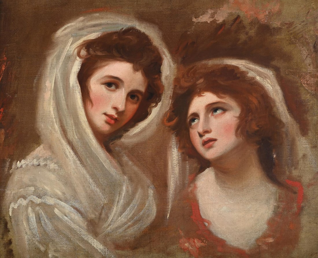 CIRCLE OF GEORGE ROMNEY (BRITISH 1734-1802), DOUBLE PORTRAIT OF EMMA HART (1 of 3)