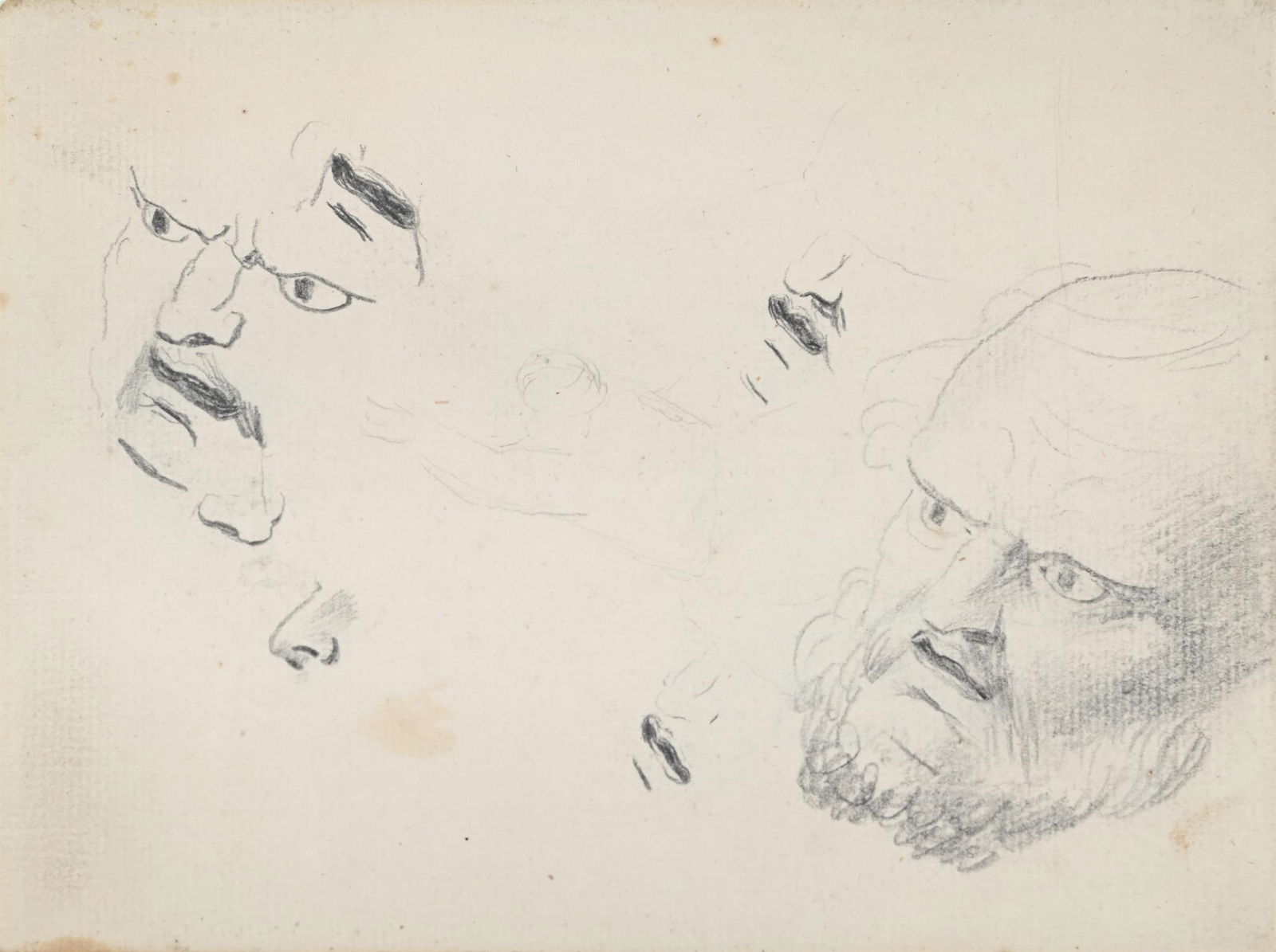 GEORGE ROMNEY (BRITISH 1734-1802), STUDY FOR KING LEAR (RECTO); STUDY OF CORDELIA AWAKENING THE KING: GEORGE ROMNEY (BRITISH 1734-1802)HEAD STUDY OF KING LEAR (RECTO); STUDY OF CORDELIA AWAKENING THE KING (VERSO)Pencil drawing15.5 x 20cm (6 x 7¾ in.)Provenance: Alfred de Pass Collection Sale, Chr
