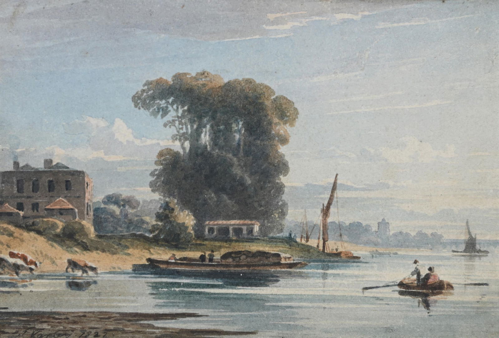 JOHN VARLEY (BRITISH 1778 - 1842), ON THE THAMES (1 of 3)