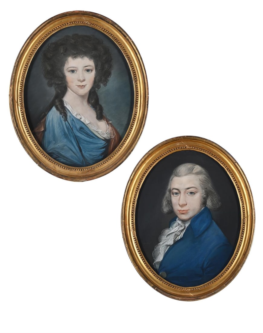JACQUES GABRIEL HUQUIER (FRENCH 1725-1805), PORTRAIT OF A GENTLEMAN AND LADY (1 of 7)