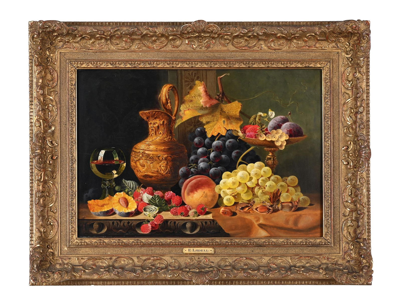 EDWARD LADELL (BRITISH 1821-1886), STILL LIFE OF FRUIT AND NUTS WITH A GLASS (1 of 3)
