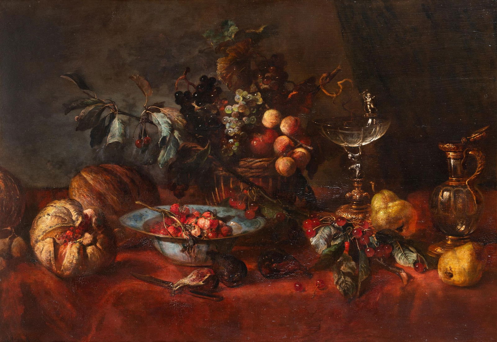 DUTCH SCHOOL (19TH CENTURY), A STILL LIFE WITH FRUIT AND A EWER (1 of 3)